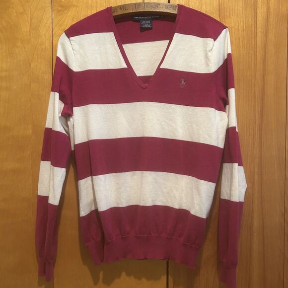 Ralph Lauren Sport Womens Stripe Vneck Sweater-Sz XL-Preppy-Old Money - Picture 2 of 8